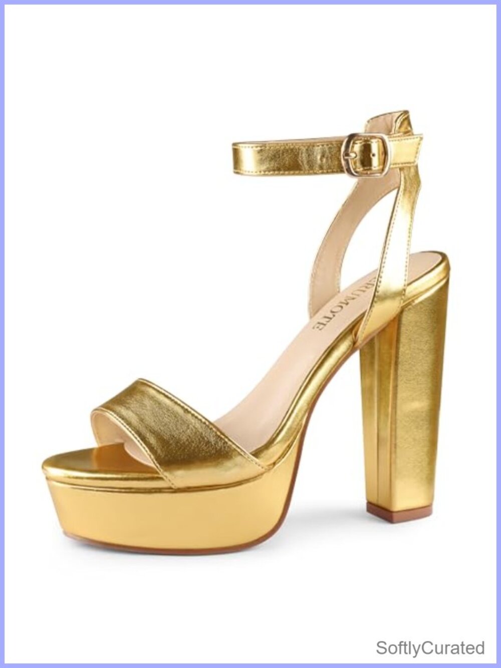 Merumote Women's Chunky Platform Sandals High Heel Faux Leather Ankle Strap